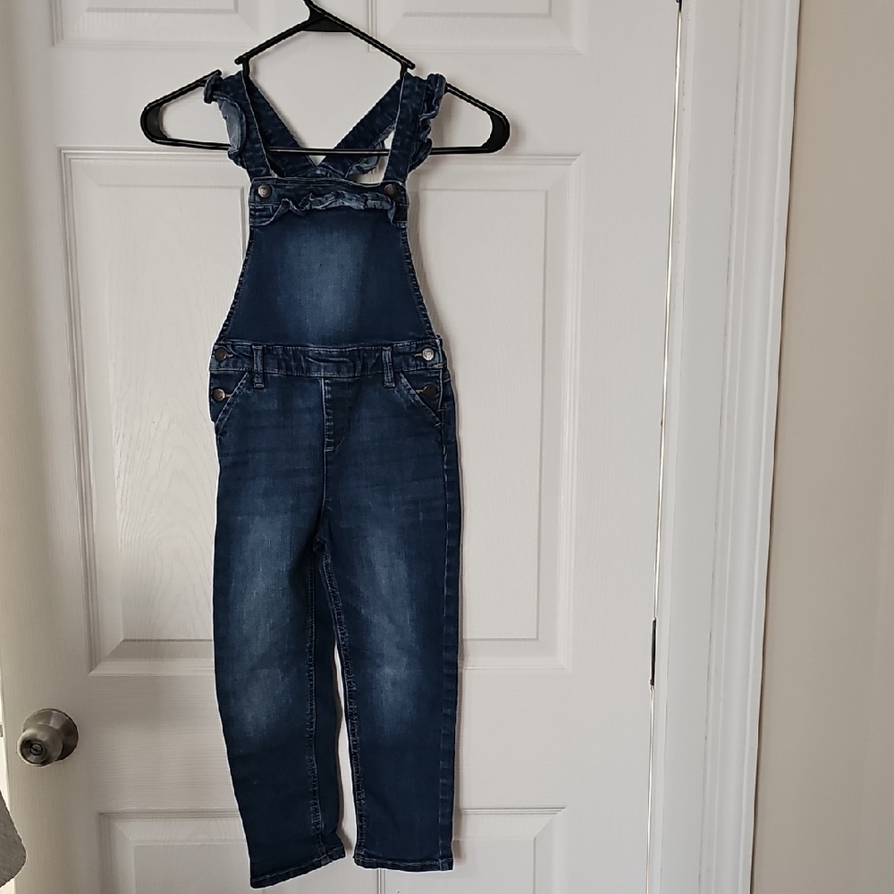 Girl's Wonder Nation Denim Overalls, Medium to Dark Wash, 5T